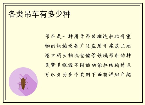 各类吊车有多少种