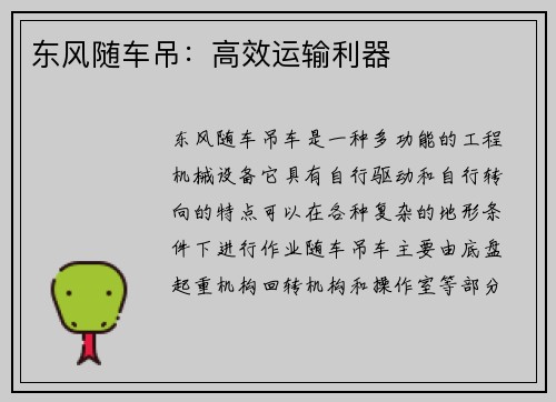 东风随车吊：高效运输利器