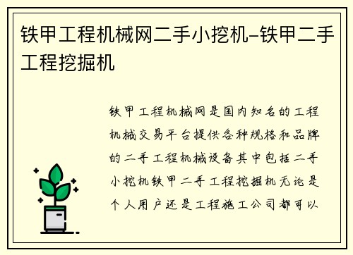 铁甲工程机械网二手小挖机-铁甲二手工程挖掘机